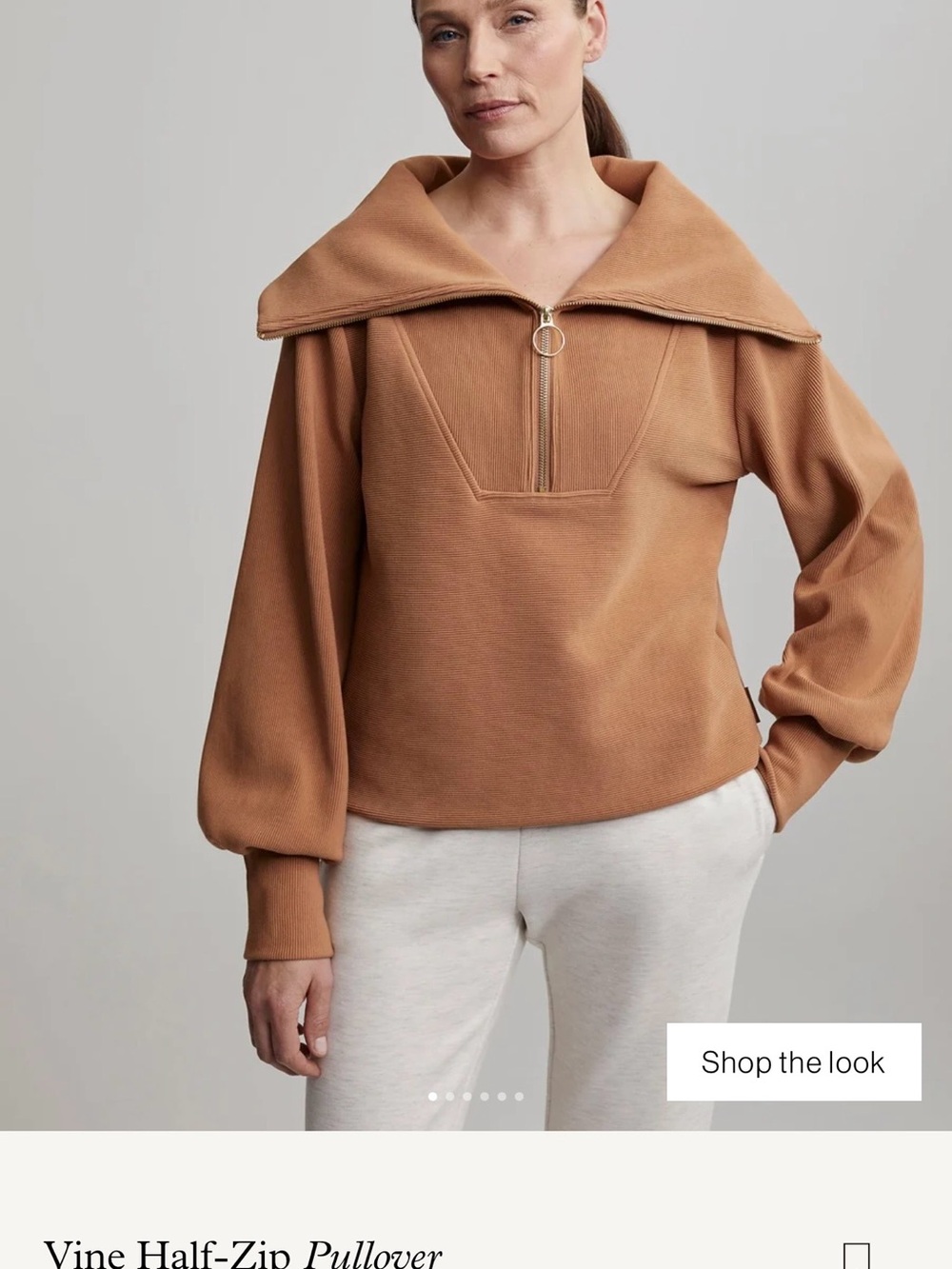 Varley Vine Half-Zip Pullover Sweater in Camel